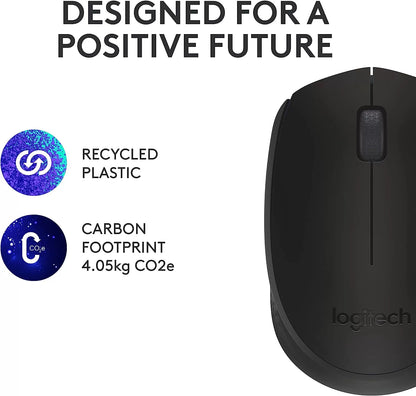 Logitech M170 Wireless Mouse for PC, Mac, Laptop, 2.4 GHz with USB Mini Receiver, Optical Tracking, 12-Months Battery Life, Ambidextrous - Blue Grey