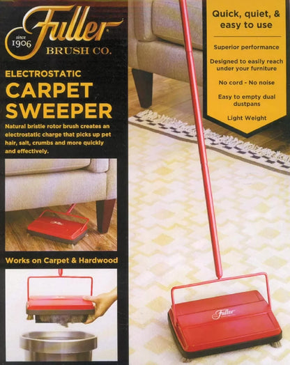 Fuller Brush 17027 Carpet & Floor Sweeper- Mini Stick Cleaner For Hardwood Surfaces, Wood Floors, Laminate, Tile- Small & Portable For The Home Or Office - Cleans Dust Pet Hair- Electrostatic & Silent