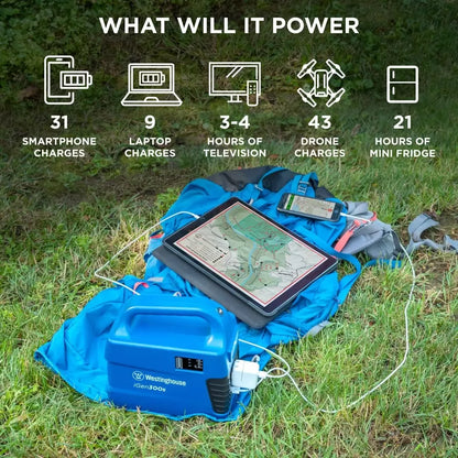 Westinghouse 155Wh 150 Peak Watt Portable Power Station and Solar Generator, Pure Sine Wave AC Outlet, Backup Lithium Battery for Camping, Home, Travel, Indoor/Outdoor Use (Solar Panel Not Included)