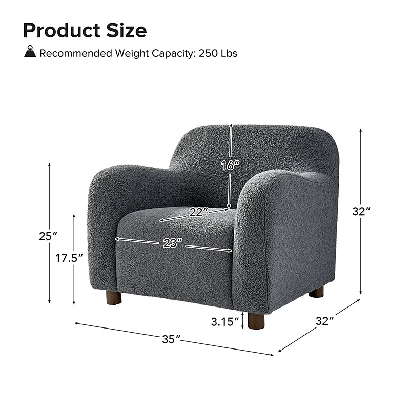 Heinrich 35" Wide Boucle Upholstered Armchair  with Solid Wood Legs
