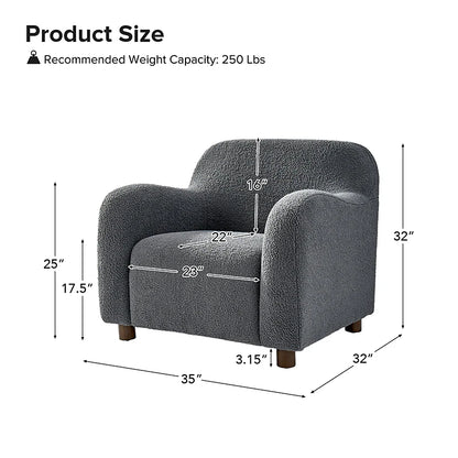 Heinrich 35" Wide Boucle Upholstered Armchair  with Solid Wood Legs