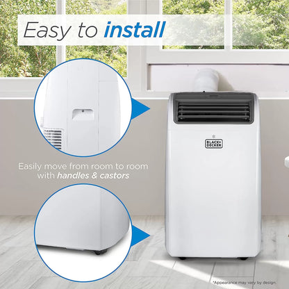 BLACK+DECKER 8,000 BTU Portable Air Conditioner up to 350 Sq. with Remote Control, White