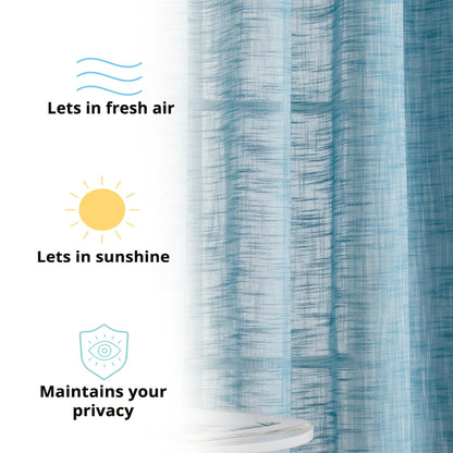 HLC.me Madison Faux Linen Textured Sheer Privacy Sun Light Filtering Window Grommet Thick Curtains Panels, Set of 2