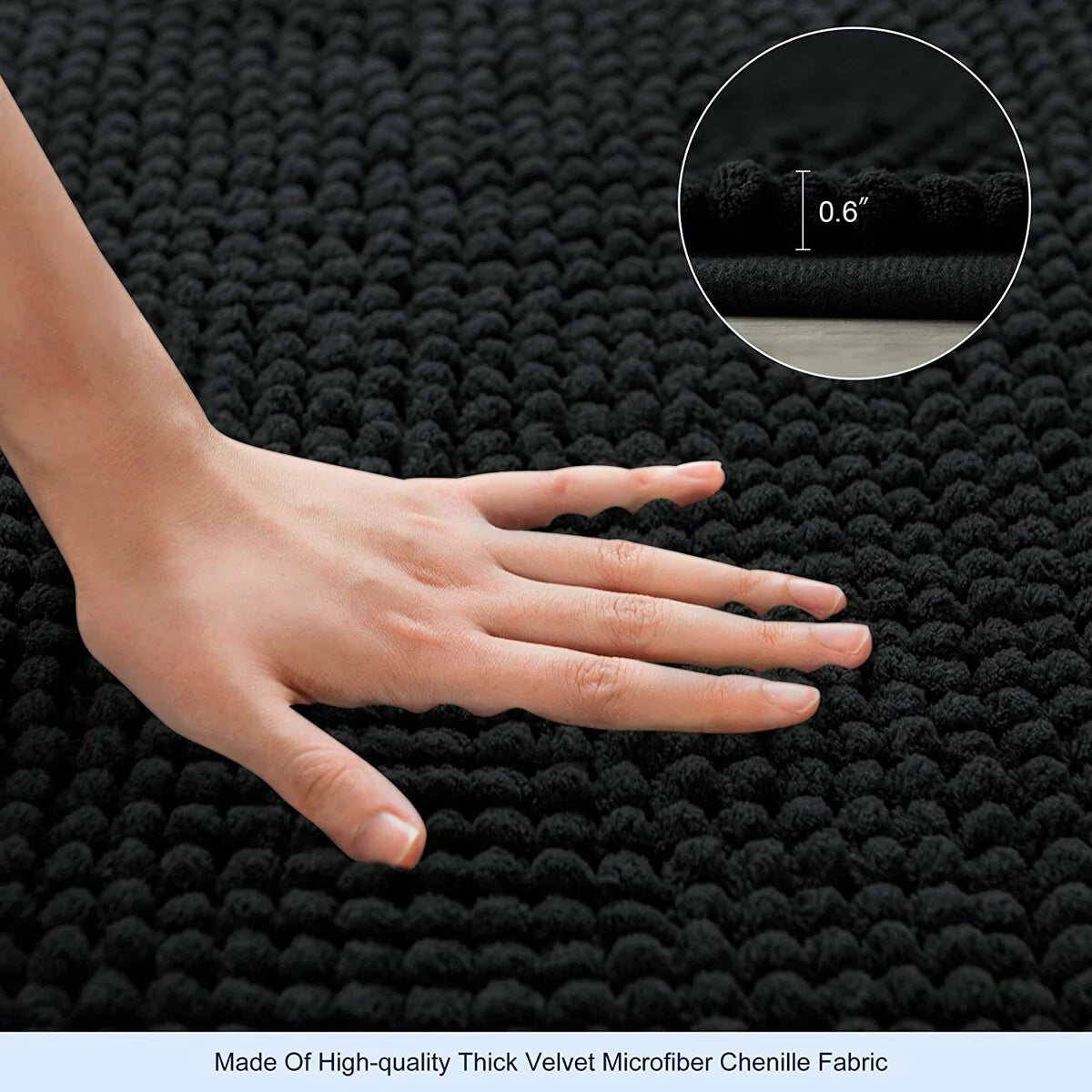 Subrtex Luxury Chenille Bath Rugs Soft Bathroom Mats