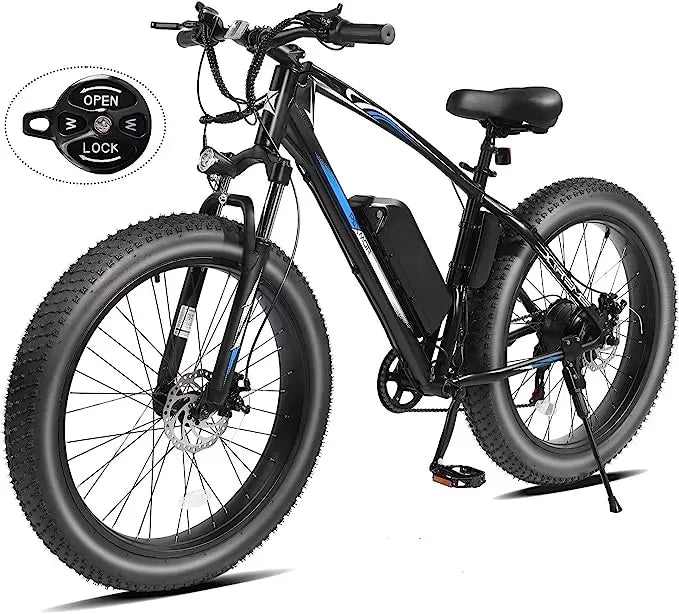 26"x4" Fat Tire Ebike Electric Bicycle, 500W 48V 13AH Removable Battery, 20MPH Electric Mountain Bike Snow Beach E-Bike Suspension Fork, Shimano 7 Speed