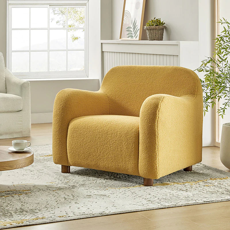Heinrich 35" Wide Boucle Upholstered Armchair  with Solid Wood Legs