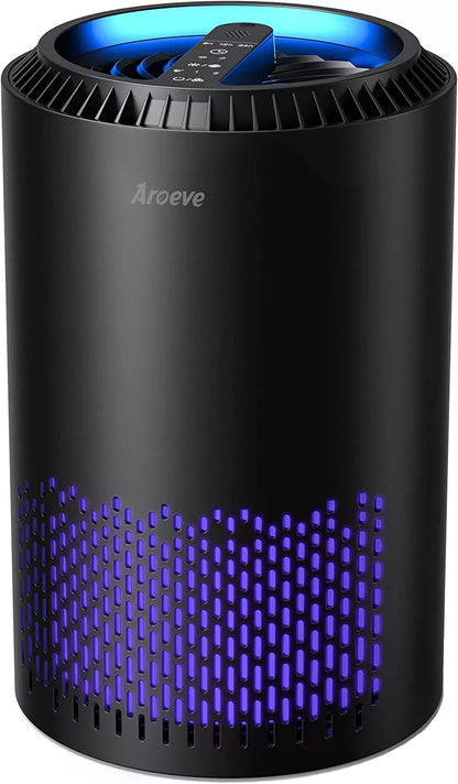 AROEVE Air Purifiers for Home, HEPA Air Purifiers Air Cleaner For Smoke Pollen Dander Hair Smell Portable Air Purifier with Sleep Mode Speed Control For Bedroom Office Living Room, MK01- White