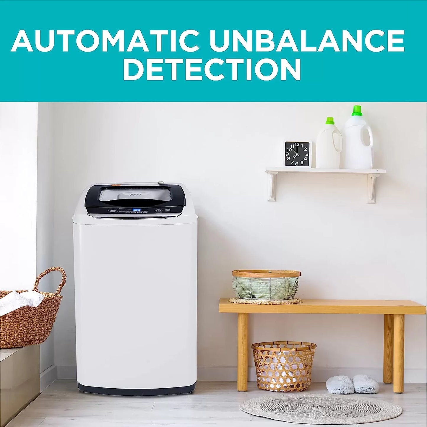 BLACK+DECKER Small Portable Washer, Washing Machine for Household Use, Portable Washer 0.9 Cu. Ft. with 5 Cycles, Transparent Lid & LED Display