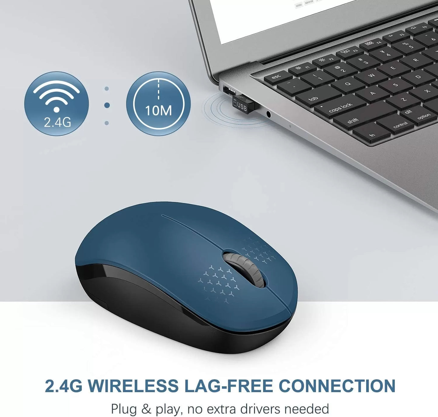 seenda Wireless Mouse, 2.4G Noiseless Mouse with USB Receiver - Portable Computer Mice for PC, Tablet, Laptop with Windows System - Mint Green