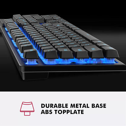 NPET K10 Wired Gaming Keyboard, LED Backlit, Spill-Resistant Design, Multimedia Keys, Quiet Silent USB Membrane Keyboard for Desktop, Computer, PC (Black)