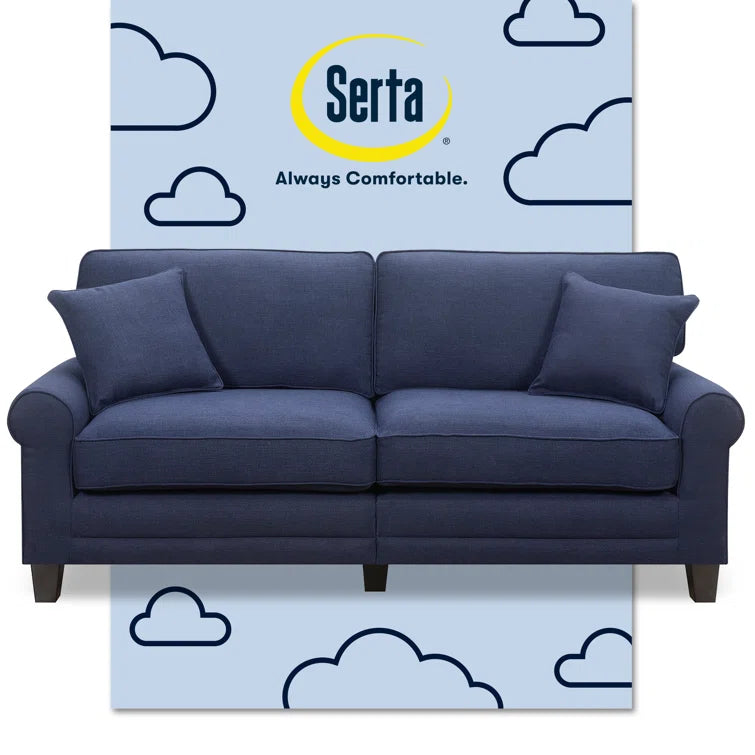Serta Copenhagen 78" Sofa Couch for Two People with Pillowed Back Cushions and Rounded Arms