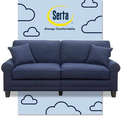 Serta Copenhagen 78" Sofa Couch for Two People with Pillowed Back Cushions and Rounded Arms