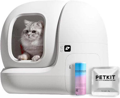 PETKIT Extra Large Self Cleaning Cat Litter Box for Multi Cats-76L, Automatic Cat Litter Box Strong Odor Eliminator, xSecure Integrated Safety Protection/APP Control Smart Cat Litter Box with Liner