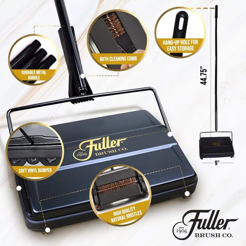 Fuller Brush 17027 Carpet & Floor Sweeper- Mini Stick Cleaner For Hardwood Surfaces, Wood Floors, Laminate, Tile- Small & Portable For The Home Or Office - Cleans Dust Pet Hair- Electrostatic & Silent