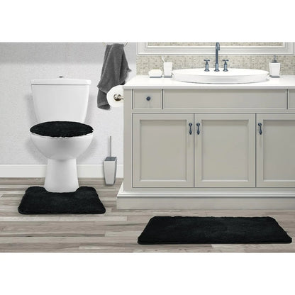 Queen Mary 3 Piece Bathroom Rug Set, Luxury Soft Plush Bath Mat, Contour Rug, Lid Cover, Non-Slip