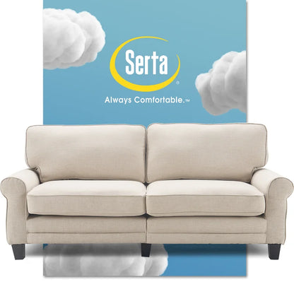Serta Copenhagen 78" Sofa Couch for Two People with Pillowed Back Cushions and Rounded Arms