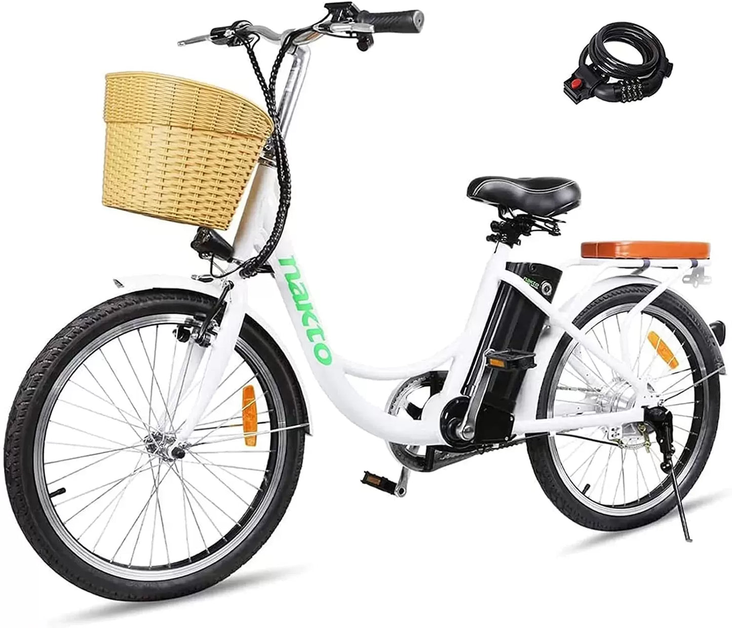 NAKTO 22"/26" Electric Bike for Adults 250W/350W City-Electric Bike Sporting 6-Speed Gear Electric Bicycles 36V 10.4/12Ah Removable Lithium Battery Ebike for Female Male