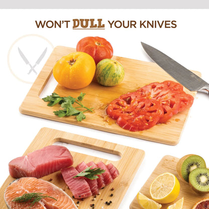 Bamboo Cutting Board Set - Wooden cutting board, Assorted Sizes of Bamboo Wood Cutting Boards & Chopping Board for Kitchen
