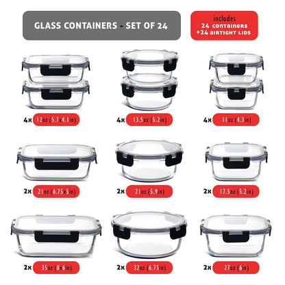 Eatex Glass Food Storage Containers with Lids