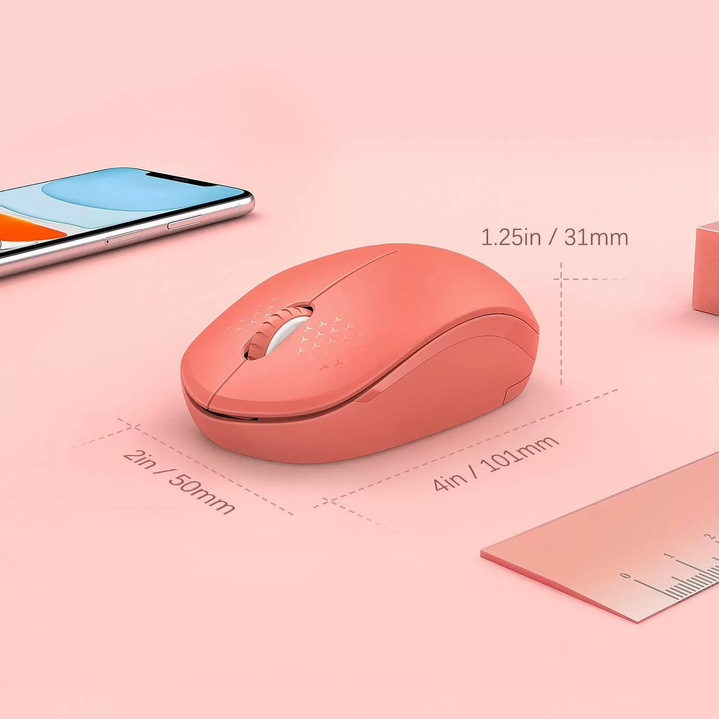 seenda Wireless Mouse, 2.4G Noiseless Mouse with USB Receiver - Portable Computer Mice for PC, Tablet, Laptop with Windows System - Mint Green