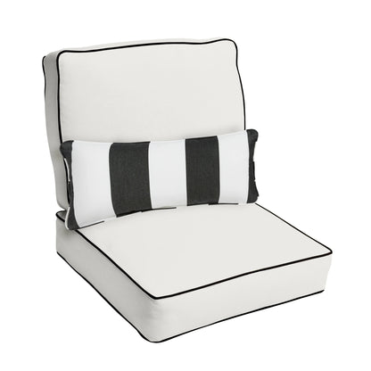 Sorra Home Oakley Sunbrella Solid Indoor/ Outdoor Corded Chair Cushion Set and Lumbar Pillow