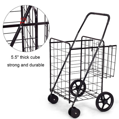 Utility Folding Easy-storage Shopping Cart with Swivel Wheels