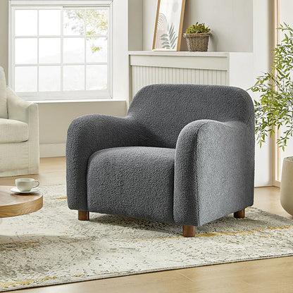 Heinrich 35" Wide Boucle Upholstered Armchair  with Solid Wood Legs